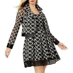 Beautiful Black & White Lace Dress With Matching Jacket Size M